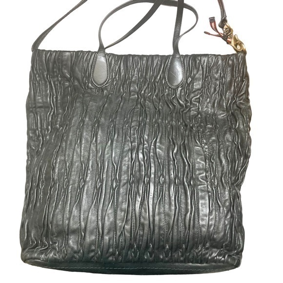 Bally Black Leather Gathered Tote Bag